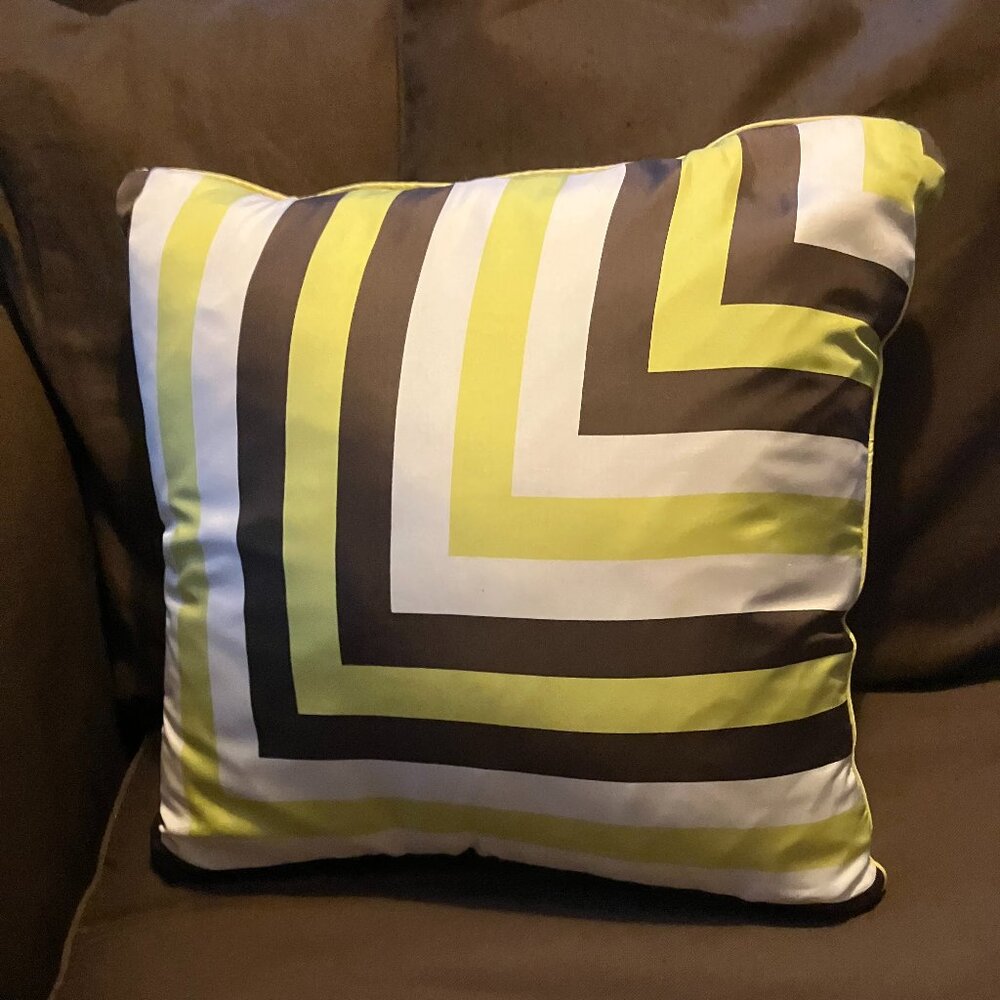 Mod Multicolor Diagonal Stripe Silk Pillow